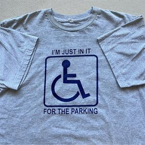 Vintage Y2K Parody Tee Shirt Handicap Parking Humor Joke Disabled 2000s XL